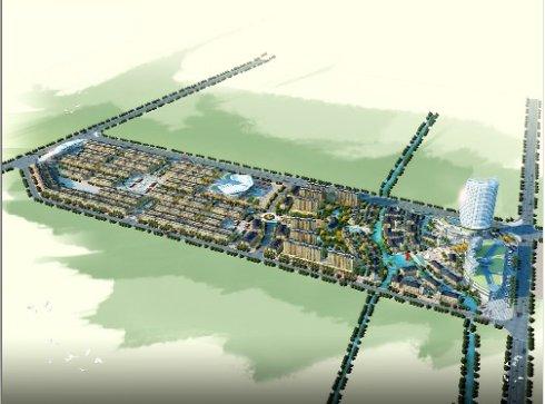 东盟国际都安商贸物流城鸟瞰图  项目位于河池都安城北新区,占地