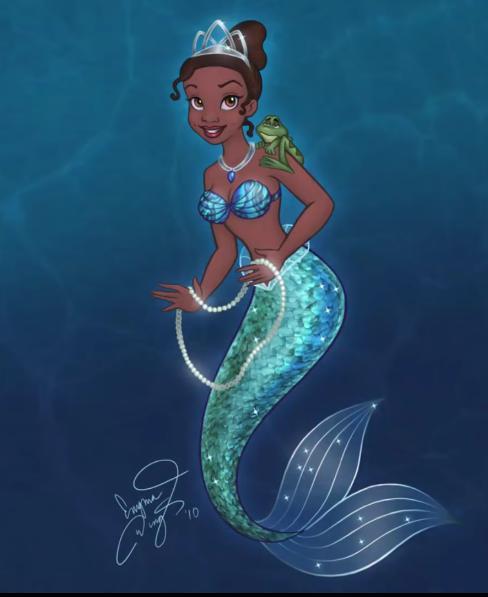 迪士尼公主变身美人鱼彩虹尾水晶鳞
