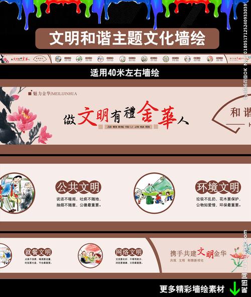 文明公约 城市文化墙绘图片