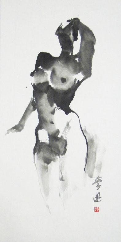 【转载】广州美术雕塑学院 李学迅水墨人体