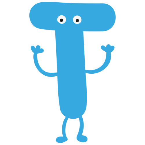 卡通蓝色可爱拟人字母t 图片