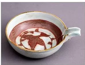 高安出土釉里红芦雁纹匜