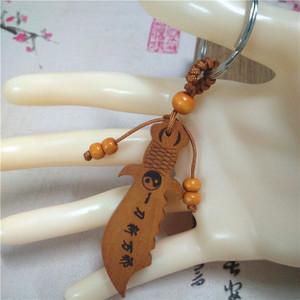 高档钥匙扣链男女腰挂桃木剑汽车挂件随身 木雕辟邪招财保平安符
