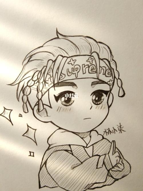 宝藏男孩易烊千玺78_易烊千玺_治愈_简笔画_绘画_手绘_文化_绘画