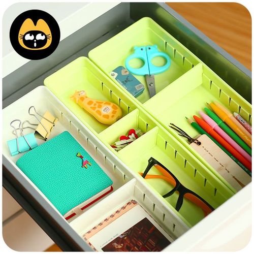 聚可爱 炫彩日式塑料抽屉收纳盒办公文具杂物分类整理