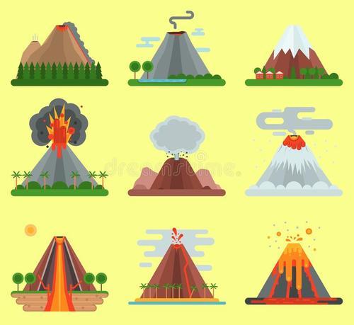 简笔画火山喷发
