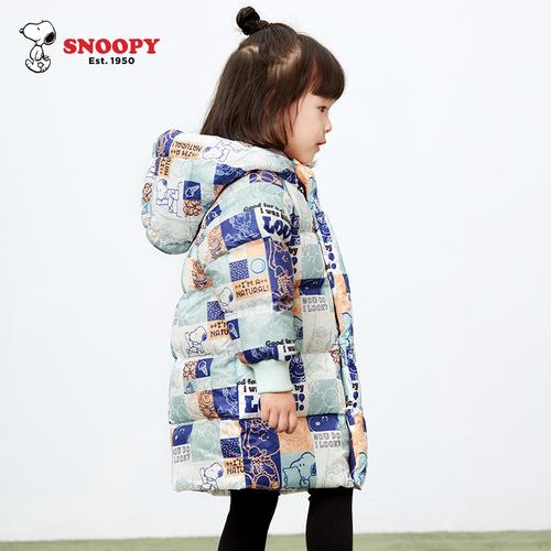史努比儿童冬装加厚羽绒服女童中长款中小童宝宝冬季婴儿洋气外套