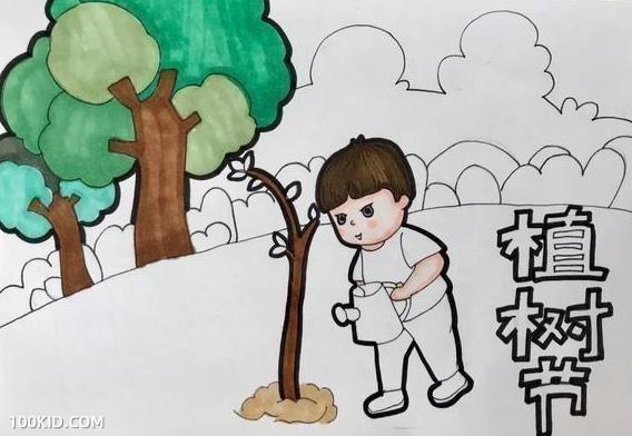 植树节儿童绘画步骤