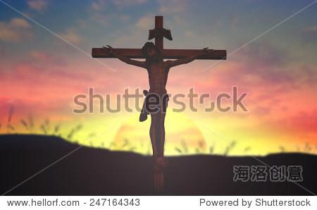 christianity concept: jesus christ on the white cross over