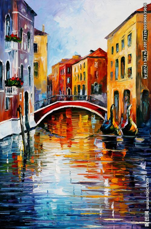 威尼斯水城油画图片