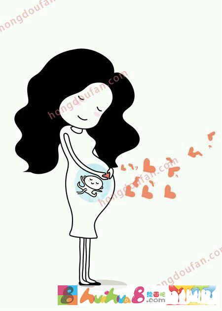 我的妈妈怀孕了 小宝宝以及怀孕妈妈简笔画