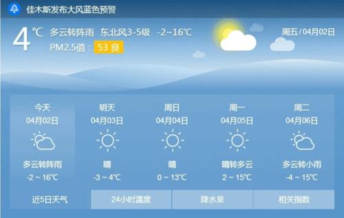 佳木斯天气预报