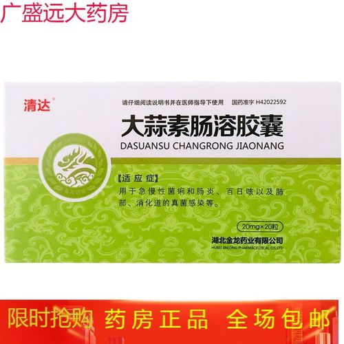 恒松 大蒜素肠溶胶囊 20mg*20粒/盒 用于急慢性菌痢和