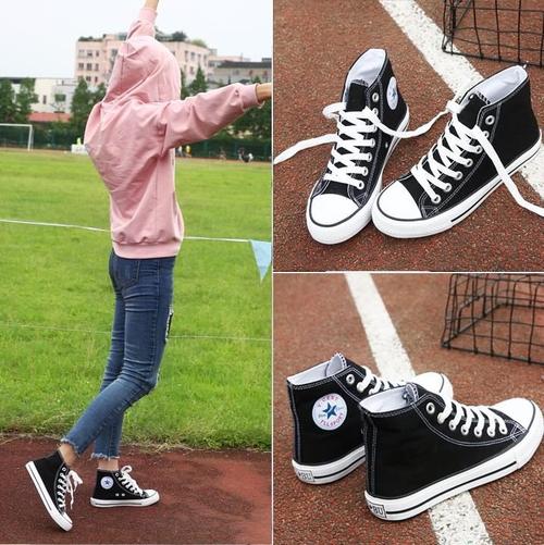 帆布鞋女高帮 学生韩版2017新款大额优惠券