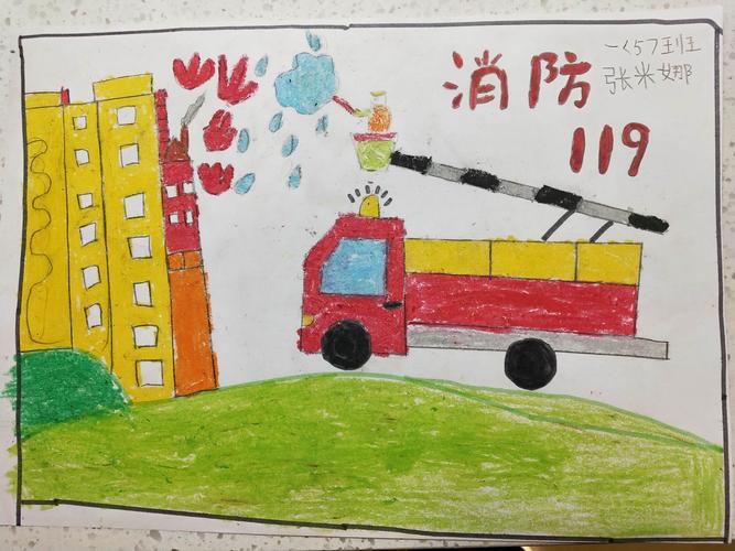 张米娜小朋友的消防安全绘画和 清明>古诗背诵