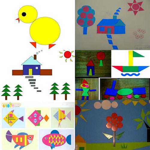拼美图"——灵武市狼皮子梁幼儿园大班开展美工区域活动《图形拼贴画