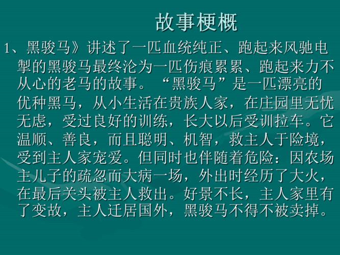 黑骏马故事梗概