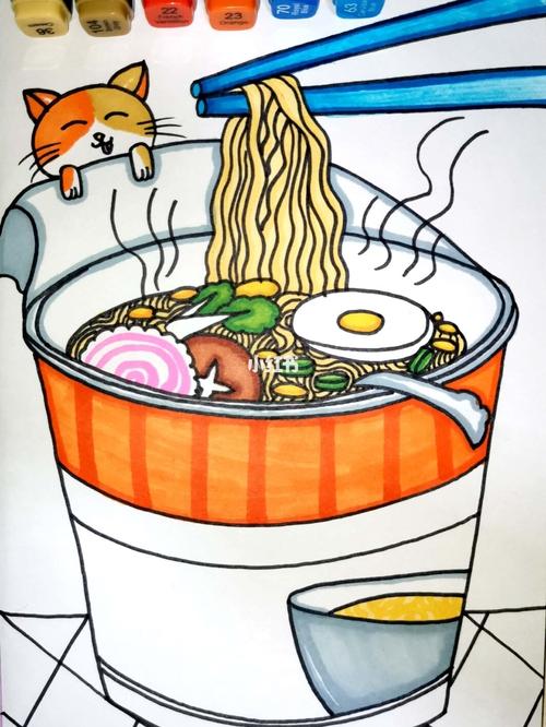 桶装泡面 创意儿童画 线描 简笔画 卡通装饰_卡通_简笔画_泡面_创意