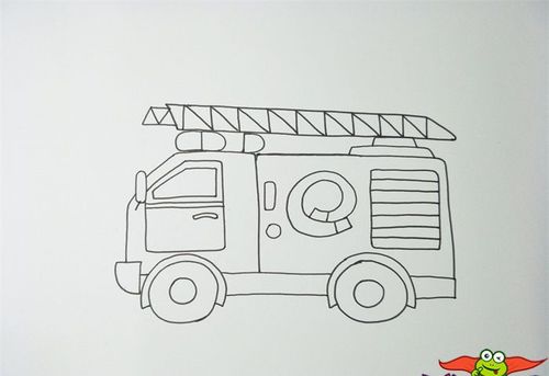 消防车简笔画带颜色