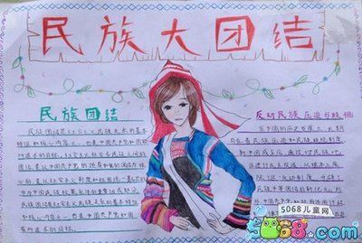 曲洲老师画民族大团结手抄报 民族大团结手抄报