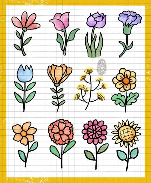 简笔画|简单小花花零基础花朵手帐花卉植物_简笔画_手帐_花卉_教程