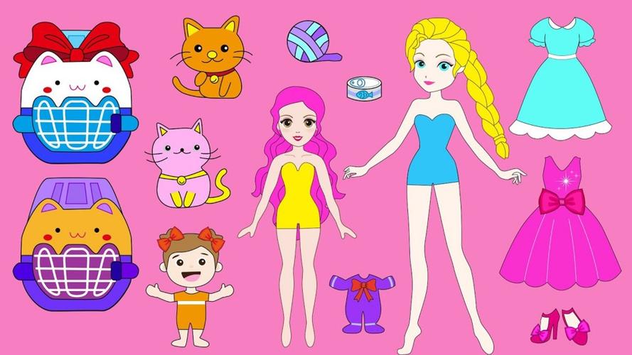 手工纸娃娃玩具纸娃娃一家装扮到动物园游玩