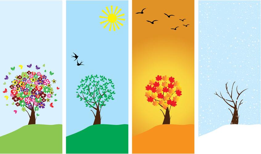 四季,矢量,季节,旗帜