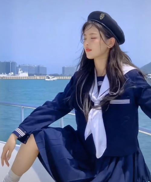 抖音杨超越同款蓝色水手服海军领长袖外套上衣jk制服学院风套装女