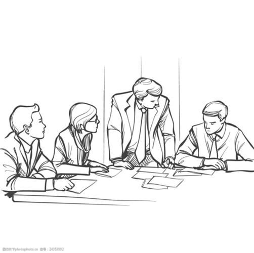 手绘线稿商务小组会议