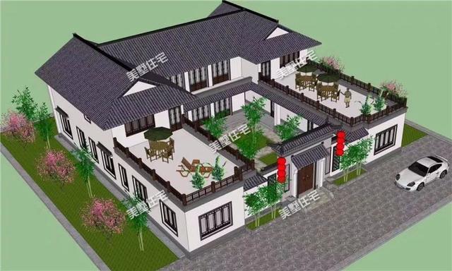 看完这套新中式三合院别墅方案其他欧式美式都靠边站