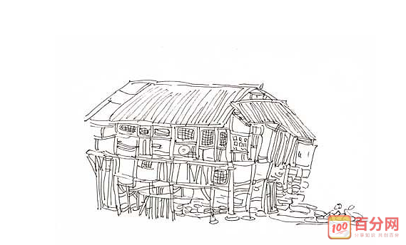 苗族房子简笔画