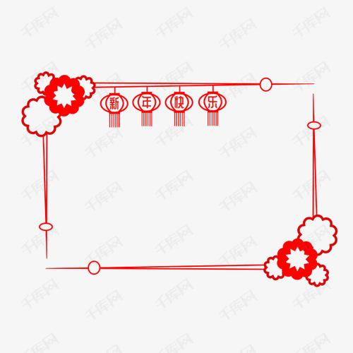 手绘红色新年线性边框
