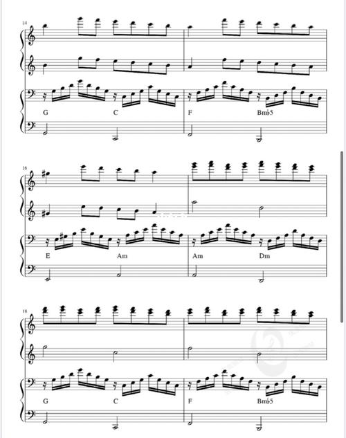 琴谱 治愈系钢琴曲《帕萨卡利亚》四手联弹_琴谱_钢琴