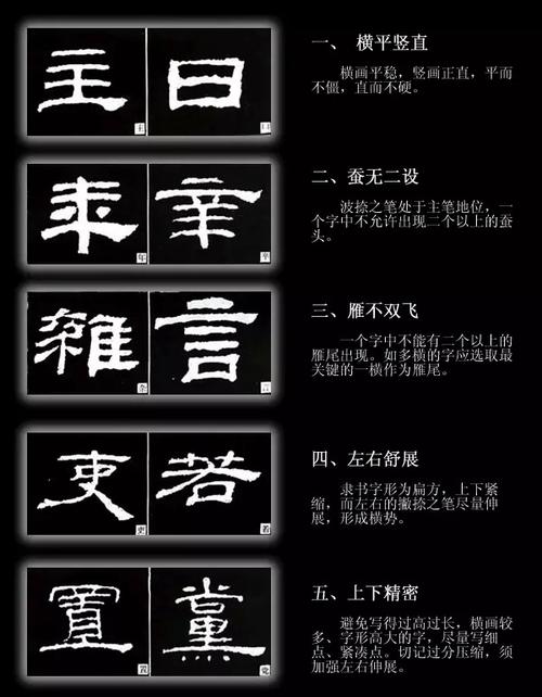 隶书笔画教程暨40种结构技法口诀