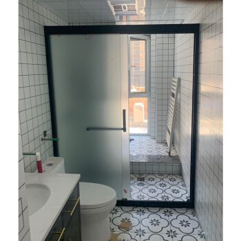 网红不锈钢一字型淋浴房浴室玻璃隔断卫生间干湿分离洗澡推拉移门