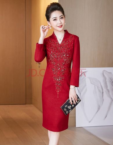 结婚妈妈穿的喜庆衣服礼服年婚宴装连衣裙高贵参加婚礼敬酒服喜婆婆夏