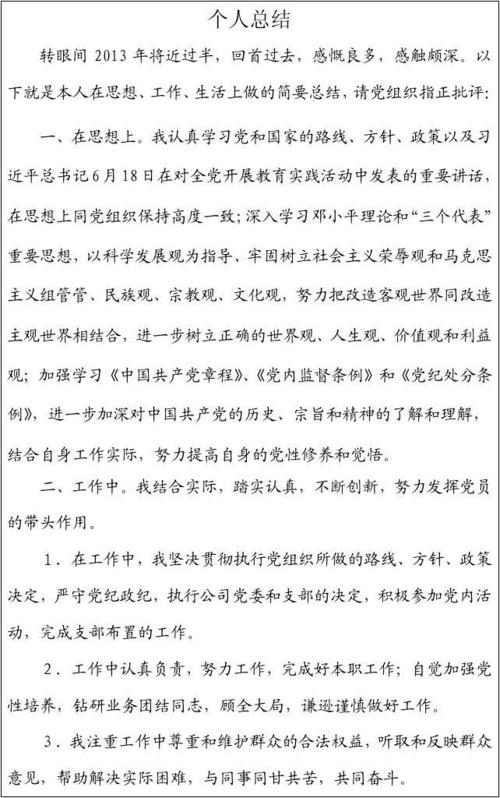 2013年党员个人总结