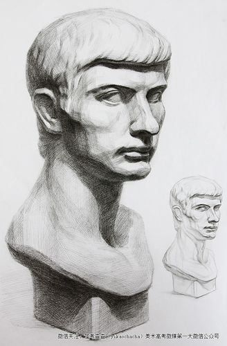 罗马青年石膏像素描画法与结构分析