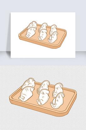 新年春节手绘卡通饺子团圆饺子馄饨元.