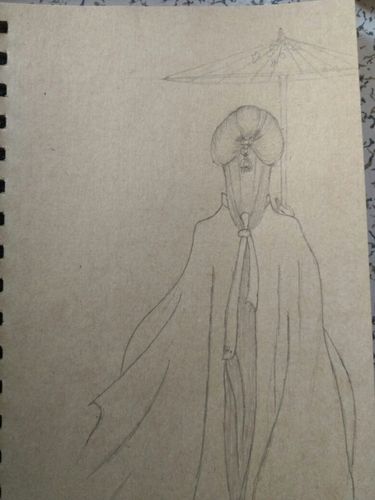 临摹自画千里的古风美人～撑伞～2016-3-13