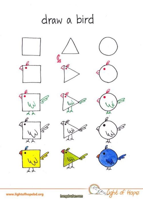 用几何形状画小鸟小鸟简笔画大全