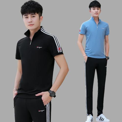运动套装男夏季一套搭配帅气休闲服装青少年学生潮流跑步气质男装
