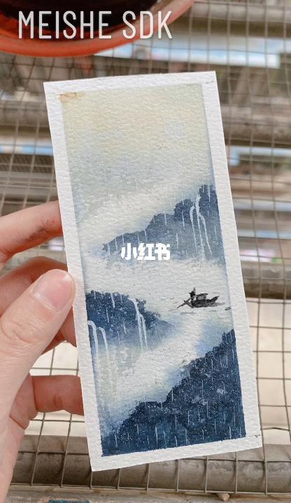 清新古风水彩书签92来啦06_水彩_书签_古风_水彩画_水彩画教程