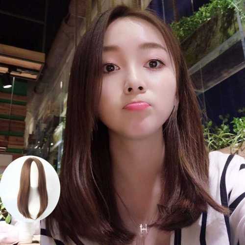 假发女短发中分直发逼真自然全头套学生圆脸中长发内扣齐肩锁骨发