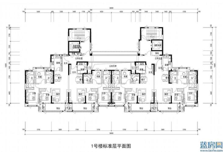 1号楼标准层平面图