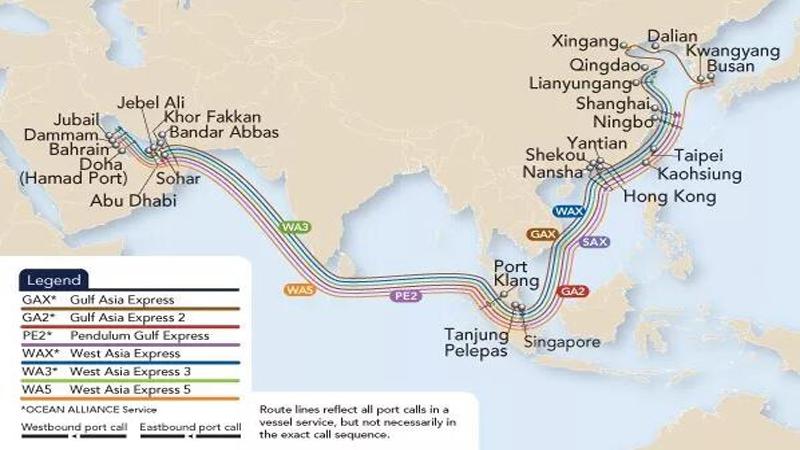 expressmx1 - mediterranean express 1亚洲 – 北美航线从北美西海岸