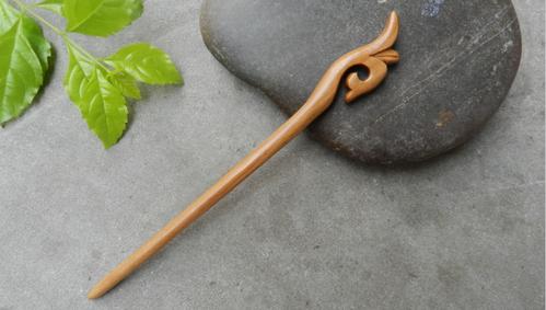 小李子正品手工制作桃木绿檀香木簪子小草花复古典木钗子免费刻字