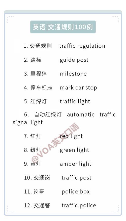 常见的交通规则英语出国必备