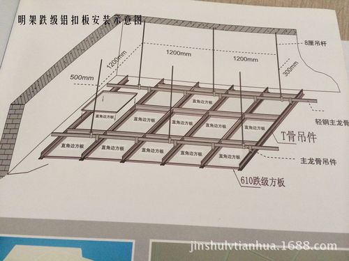 办公室t型龙骨安装扣板吊顶天花/明架铝扣板/穿孔/吸音/抗菌扣板