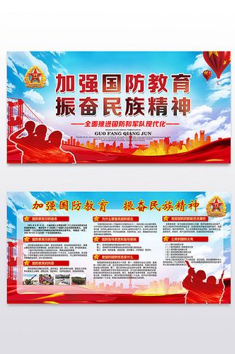 加强国防教育部队展板图片下载